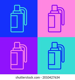 Línea de arte pop Icono de granada de mano aislado en el fondo de color. Explosión de bomba.  Vector
