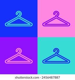 Pop art line Hanger wardrobe icon isolated on color background. Cloakroom icon. Clothes service symbol. Laundry hanger sign.  Vector Illustration