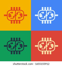 Pop art line Hockey table icon isolated on color background.  Vector Illustration