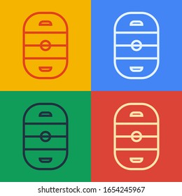Pop art line Ice hockey rink icon isolated on color background. Hockey arena.  Vector Illustration