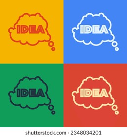 Idea de la línea de arte pop, icono de burbuja de voz aislado en el fondo del color. Idea de burbuja de discurso de mensajes con charla en la nube.  Vector