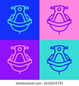 Pop art line Jet ski icon isolated on color background. Water scooter. Extreme sport.  Vector Illustration