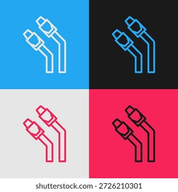 Pop Art Line LAN-Kabel-Netzwerk-Internet-Symbol einzeln auf farbigem Hintergrund.  Vektorgrafik