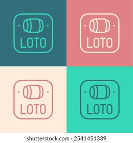 Pop art line Lottery ticket icon isolated on color background. Bingo, lotto, cash prizes. Financial success, prosperity, victory, winnings luck.  Vector