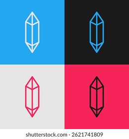 Pop línea de arte Icono mágico de piedra aislado sobre fondo de color. Cristal de fantasía. Joyas para el juego.  Ilustración vectorial