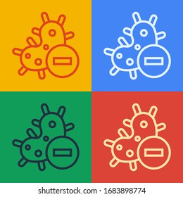 Pop art line Negative virus icon isolated on color background. Corona virus 2019-nCoV. Bacteria and germs, cell cancer, microbe, fungi.  Vector Illustration