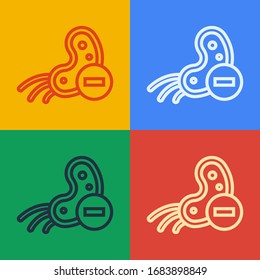 Pop art line Negative virus icon isolated on color background. Corona virus 2019-nCoV. Bacteria and germs, cell cancer, microbe, fungi.  Vector Illustration