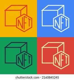 Pop art line NFT Digital crypto art icon isolated on color background. Non fungible token.  Vector