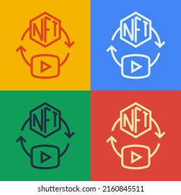 Pop art line NFT Digital crypto art icon isolated on color background. Non fungible token.  Vector
