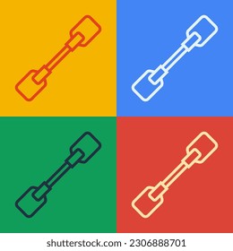 Pop art line Paddle icon isolated on color background. Paddle boat oars.  Vector Illustration