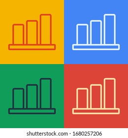 Pop art line Pie chart infographic icon isolated on color background. Diagram chart sign.  Vector Illustration