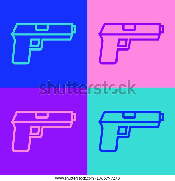 Pop Art Line Pistol Gun Icon Stock Vector (Royalty Free) 1966799278 ...