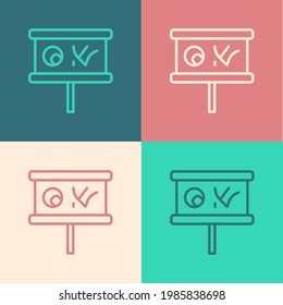 Pop art line Planning strategy concept icon isolated on color background. Baseball cup formation and tactic.  Vector