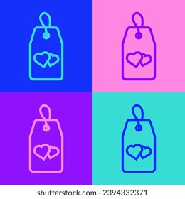 Pop art line Please do not disturb with heart icon isolated on color background. Hotel Door Hanger Tags.  Vector