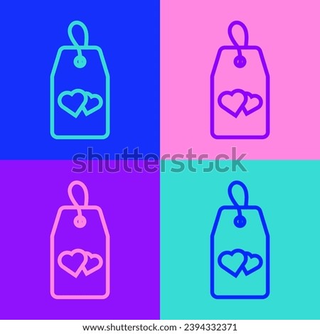 Pop art line Please do not disturb with heart icon isolated on color background. Hotel Door Hanger Tags.  Vector