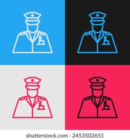 Icono de Pop de policía aislado en el fondo de color.  Ilustración vectorial