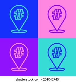 Pop art line Protest icon isolated on color background. Meeting, protester, picket, speech, banner, protest placard, petition, leader, leaflet.  Vector