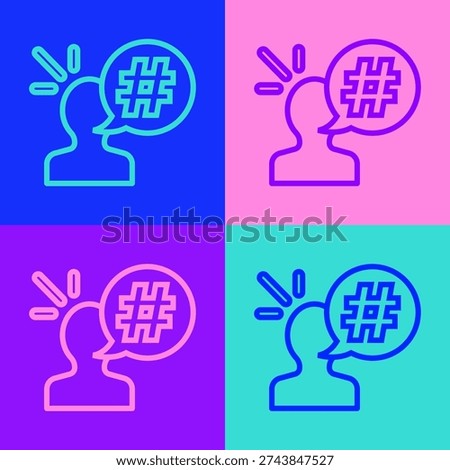 Pop art line Protest icon isolated on color background. Meeting, protester, picket, speech, banner, protest placard, petition, leader, leaflet.  Vector