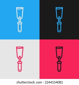Pop art line Putty knife icon isolated on color background. Spatula repair tool. Spackling or paint instruments.  Vector Illustration