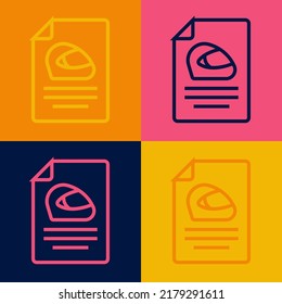Pop art line Racing helmet icon isolated on color background. Extreme sport. Sport equipment.  Vector