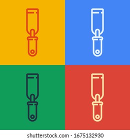 Pop art line Rasp metal file icon isolated on color background. Rasp for working with wood and metal. Tool for workbench, workshop.  Vector Illustration