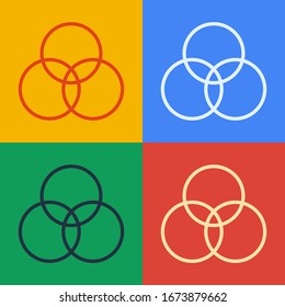 Pop art line RGB color mixing icon isolated on color background.  Vector Illustration
