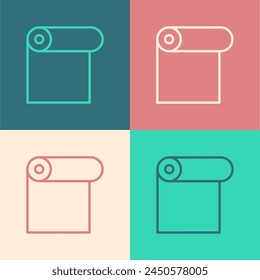 Pop art line Roll of paper icon isolated on color background.  Vector