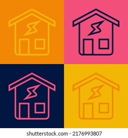Pop art line Smart home icon isolated on color background. Remote control.  Vector