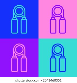 Pop art line Sport expander icon isolated on color background. Sport equipment.  Vector Illustration