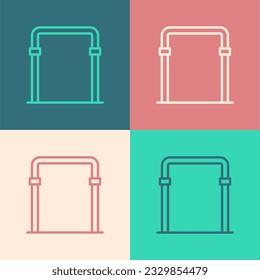 Pop art line Sport horizontal bar icon isolated on color background.  Vector
