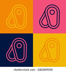 Pop art line Steak meat icon isolated on color background.  Vector