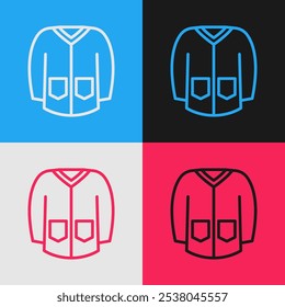 Pop art line Sweater icon isolated on color background. Pullover icon. Sweatshirt sign.  Vector