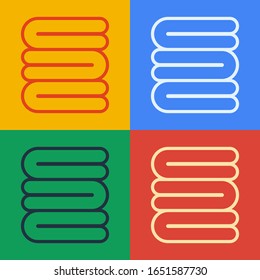 Línea de arte pop Icono de pila de toallas aislado en fondo de color.  Ilustración vectorial