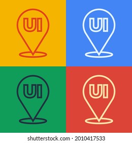 Pop art line UI or UX design icon isolated on color background.  Vector