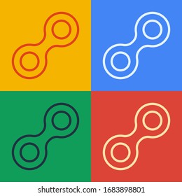 Pop art line Virus icon isolated on color background. Corona virus 2019-nCoV. Bacteria and germs, cell cancer, microbe, fungi.  Vector Illustration
