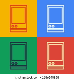 Icono de asistente de voz de línea de arte pop aislado en fondo de color. Altavoz inteligente de interfaz de usuario de control de voz. Ilustración vectorial