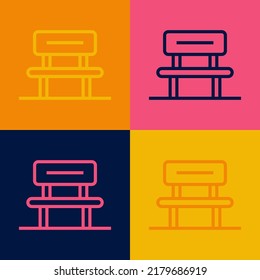 Pop art line Waiting hall icon isolated on color background.  Vector