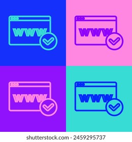 Pop art line Website template icon isolated on color background. Internet communication protocol.  Vector