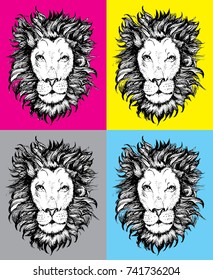 pop art lion vector drawing