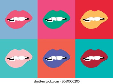 fondo de labios de arte pop coloreado