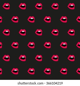 Pop art lips background open mouth with teeth