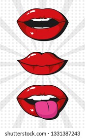 Pop art lips cartoons
