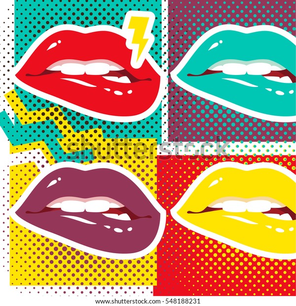 Pop Art Lips Retro Style Art Stock Vector (Royalty Free) 548188231