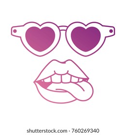 pop art lips with sunglasses