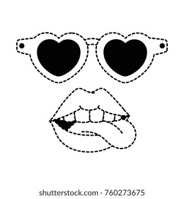 pop art lips with sunglasses