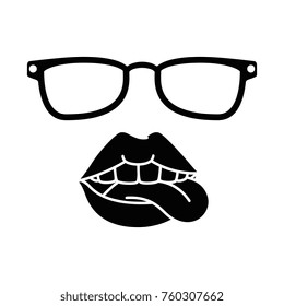 pop art lips with sunglasses