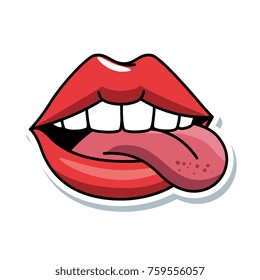 Pop Art Lips With Tongue Out