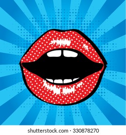 Pop art lips. vector illustration.