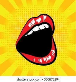 Pop art lips. vector illustration.