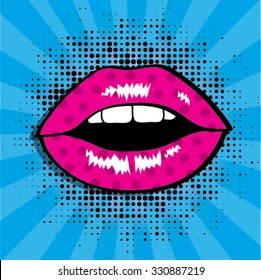 Pop art lips. vector illustration.